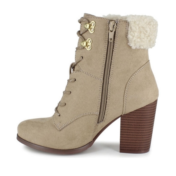 XOXO Maddie-2 Stone Boot Zip Up Closure Lace Front, Heel and Round Toe  6.5 - Picture 7 of 12